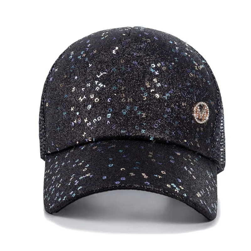 Fashion Women's Summer Cap M Letter Sequins Baseball Cap Female Outdoor Adjustable Streetwear Summer Trucker Hat