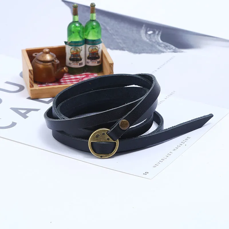 Five-Circle Pressed Words Cattle Leather Bracelet Retro Simple Multi-Circle Men's Leather Bracelet Popular Ornament