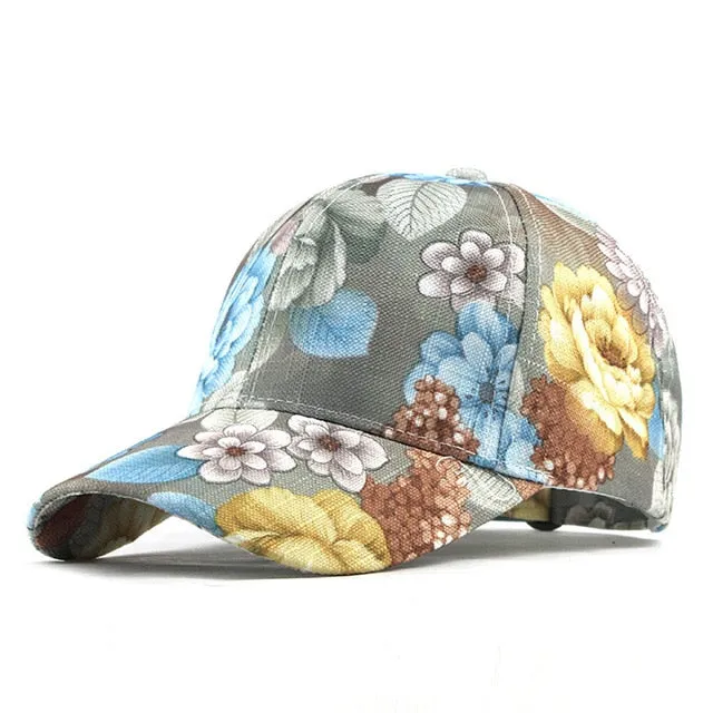 Floral Embroidered Flower Print Lace Snapback Baseball Cap