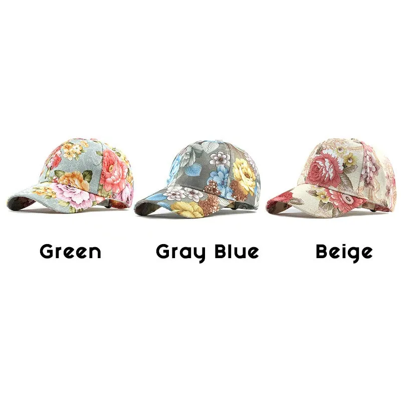 Floral Embroidered Flower Print Lace Snapback Baseball Cap