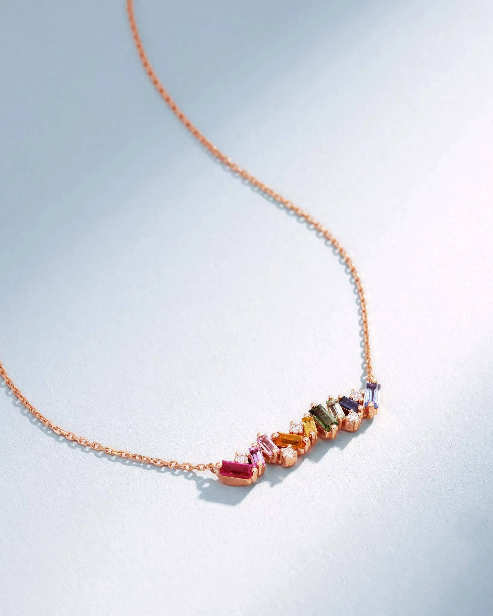 Frenzy Rainbow Sapphire Bar Pendant