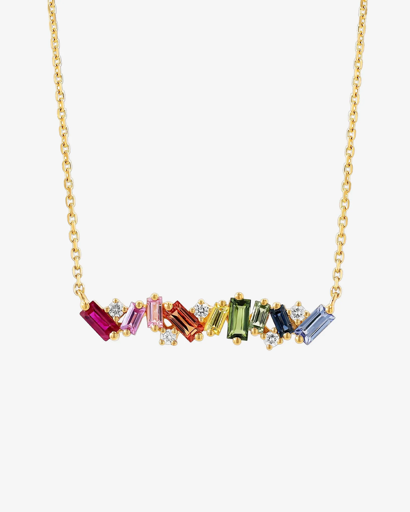 Frenzy Rainbow Sapphire Bar Pendant