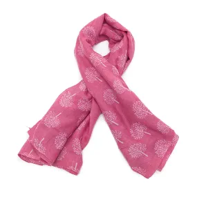 Fuchsia Scarf with White Mulberry Trees