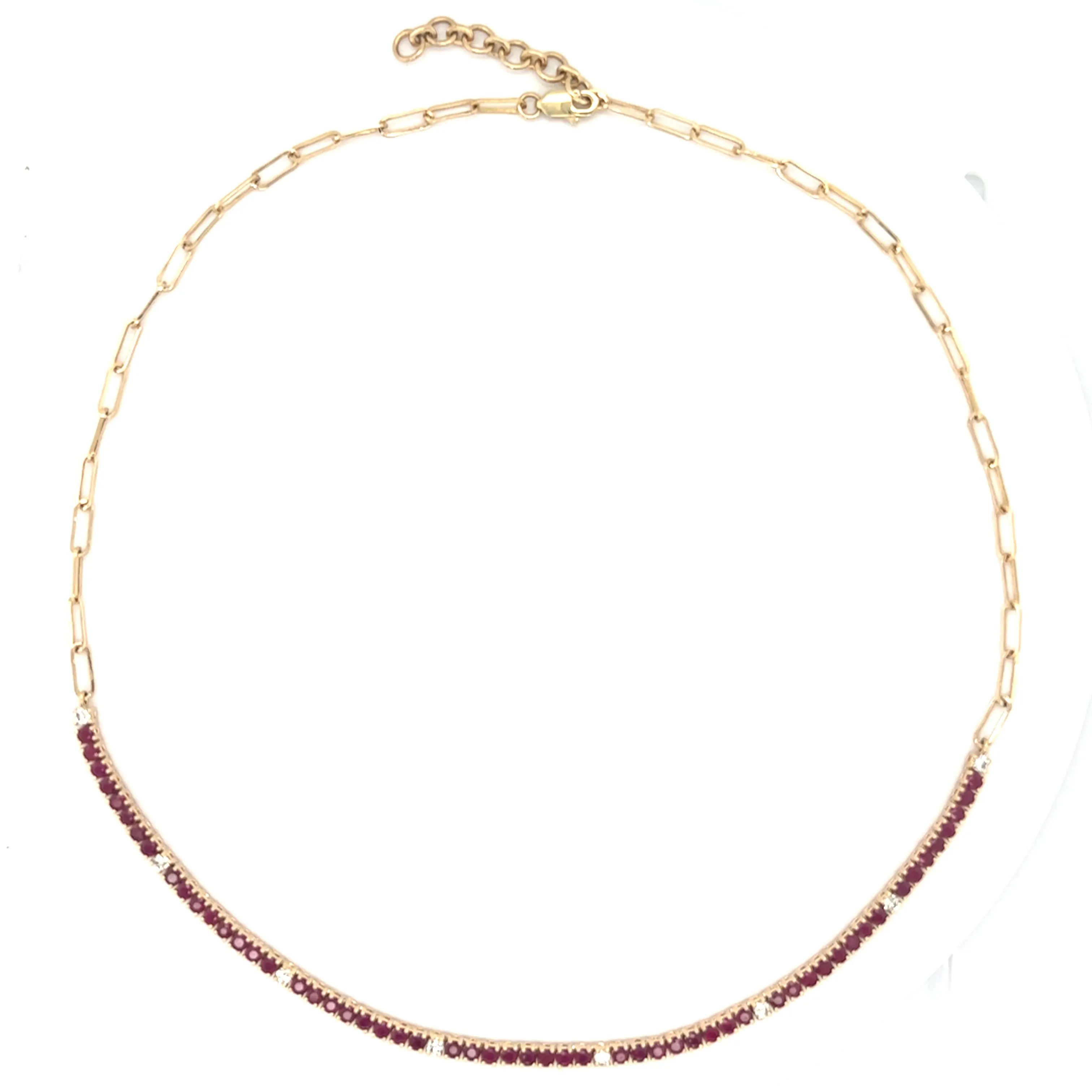 Gemstone   Diamonds  Paperclip Tennis Necklace