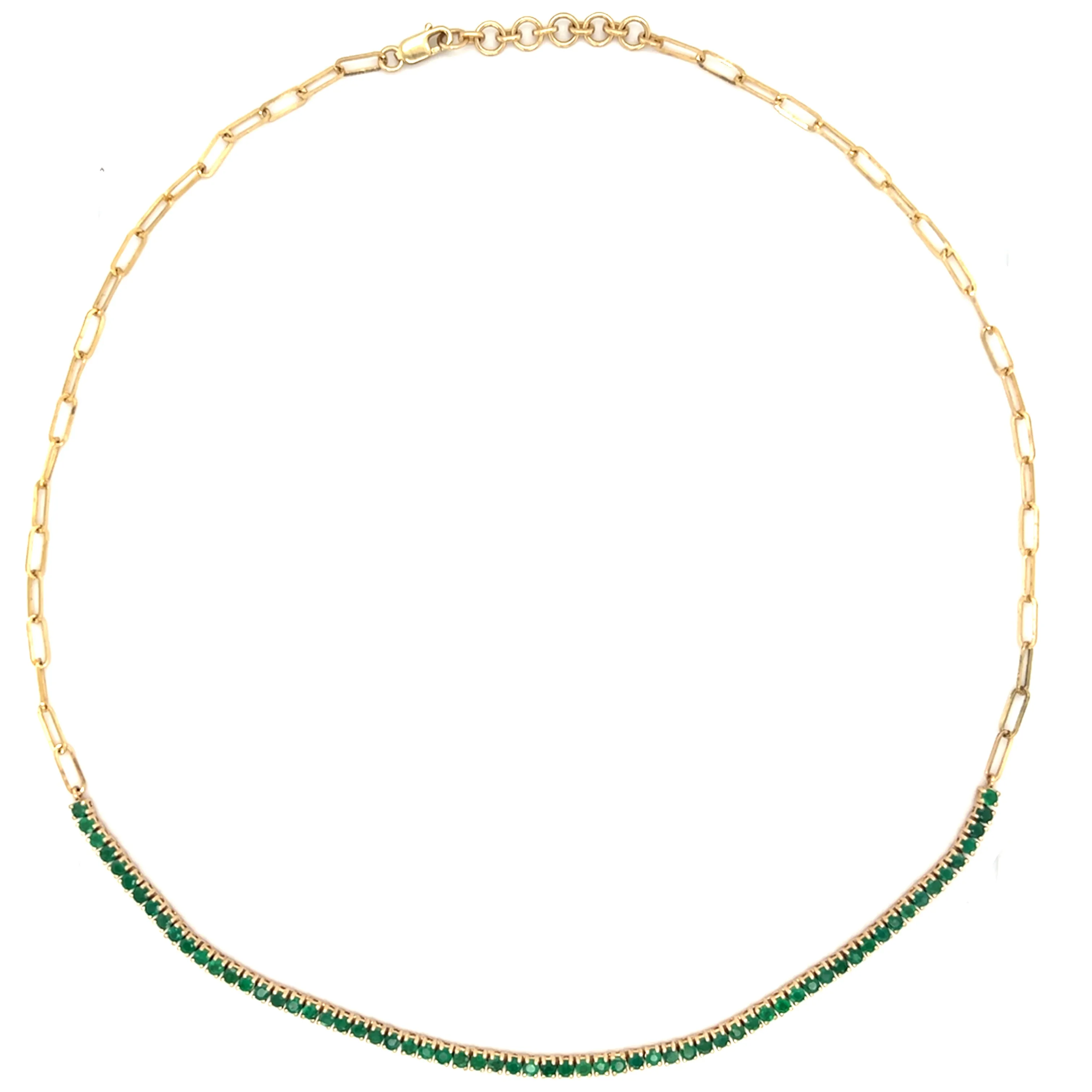 Gemstone  Paperclip Tennis Necklace