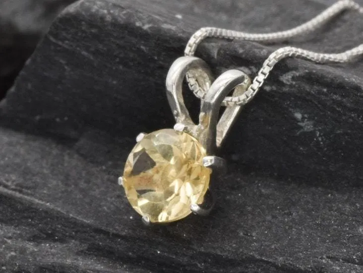 Genuine Citrine Pendant - Dainty Yellow Necklace - November Birthstone Pendant