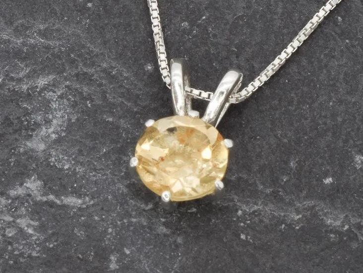 Genuine Citrine Pendant - Dainty Yellow Necklace - November Birthstone Pendant