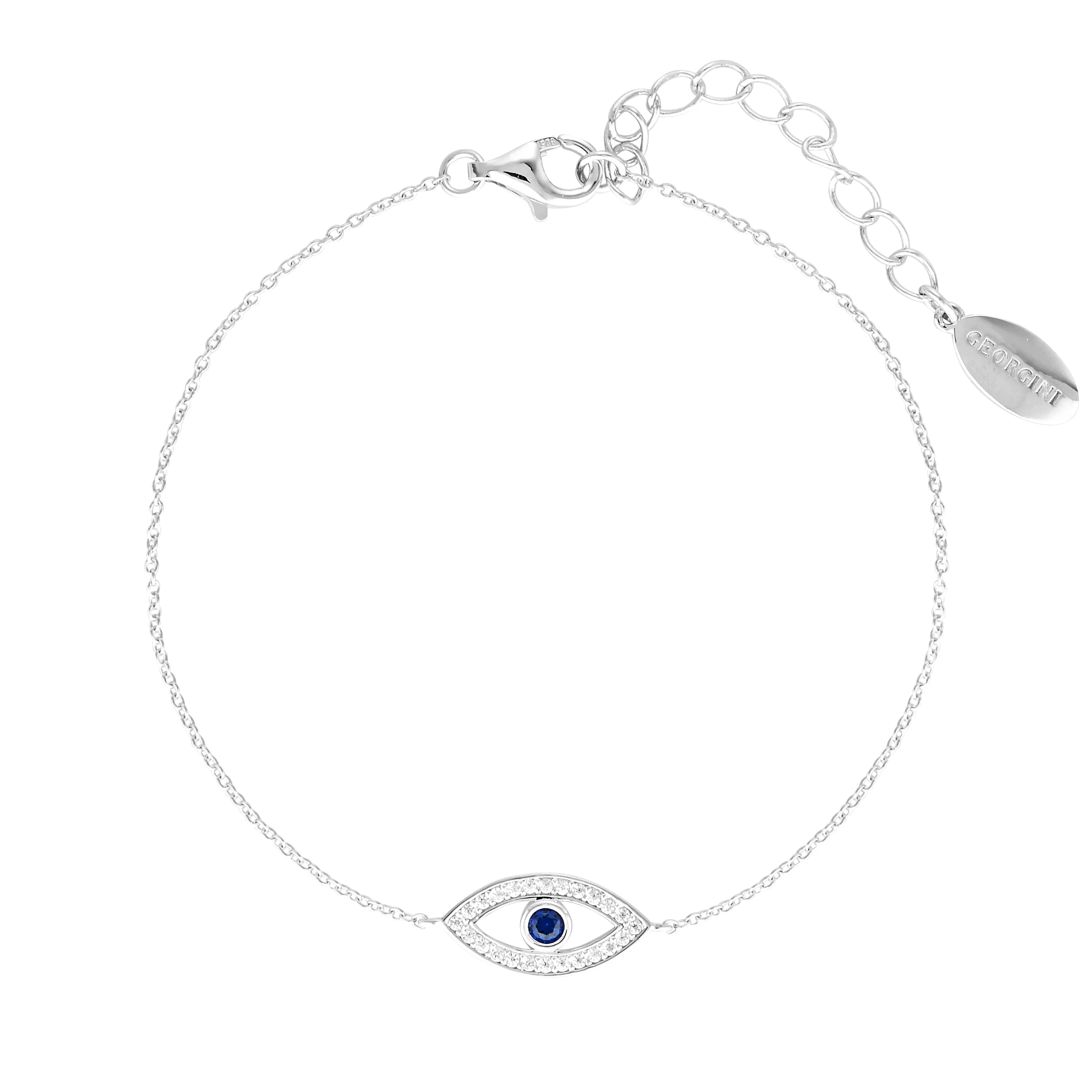 Georgini Rock Star Sterling Silver Blue Evil Eye Bracelet