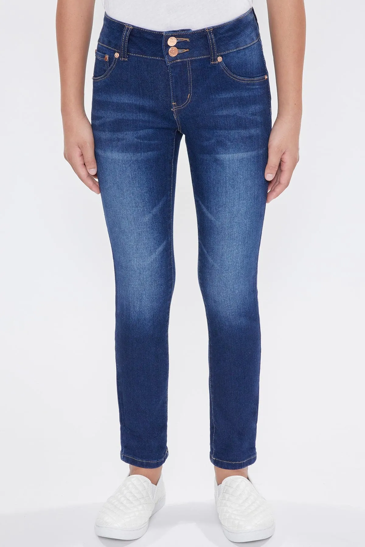 Girls 2 Button Cuffed Skinny Jeans