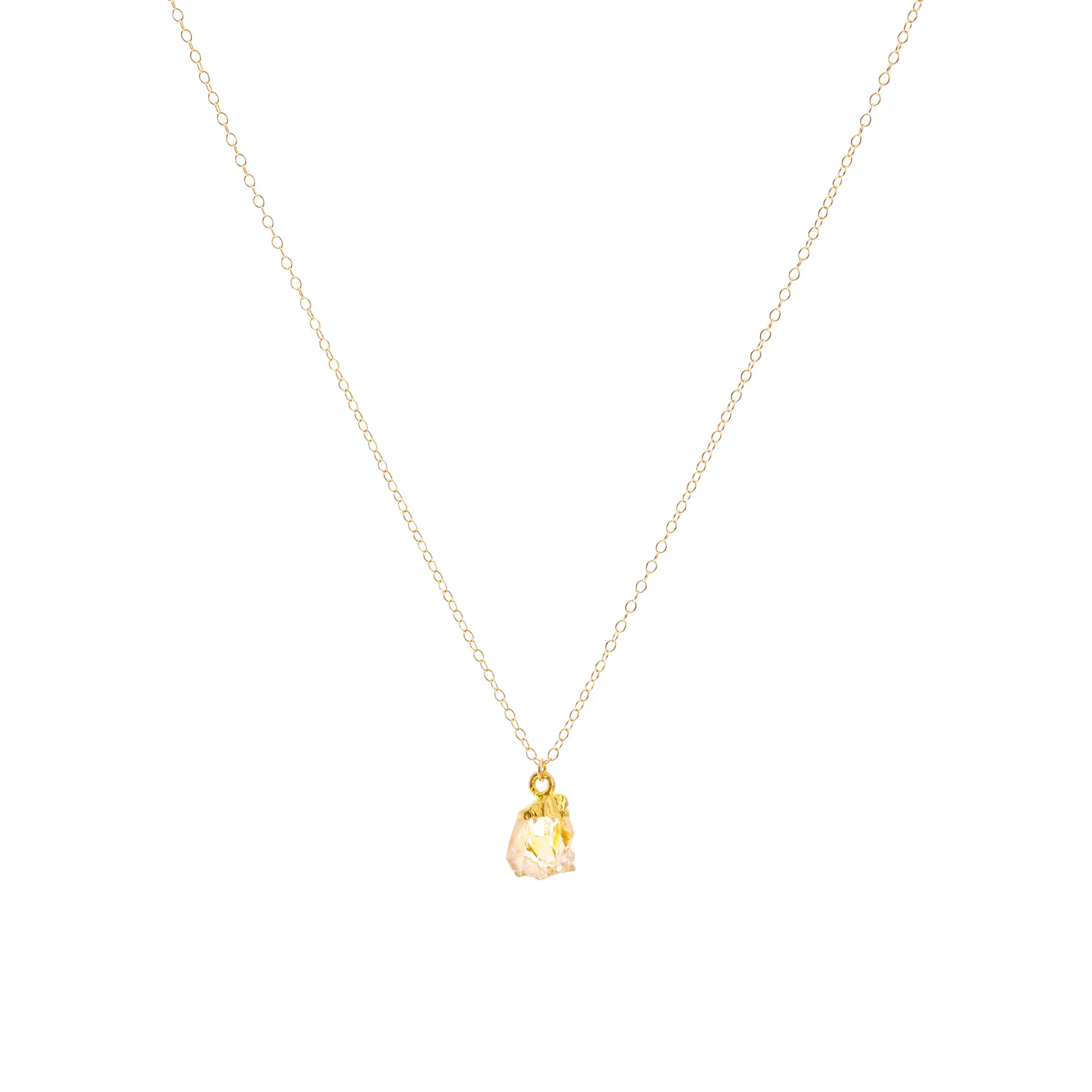 Gold Citrine Raw Crystal Necklace