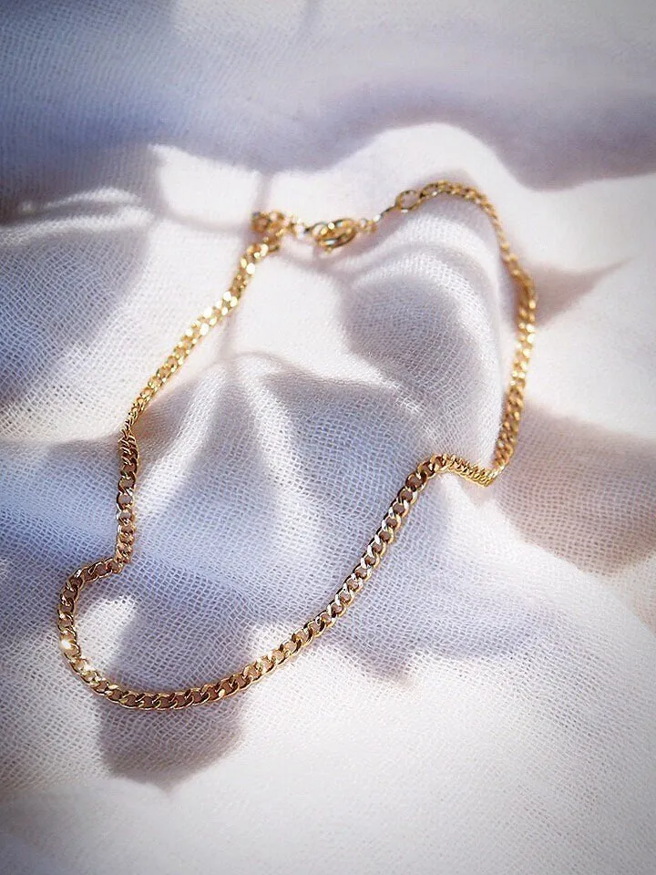 Gold Curb Chain Anklet - Kalena