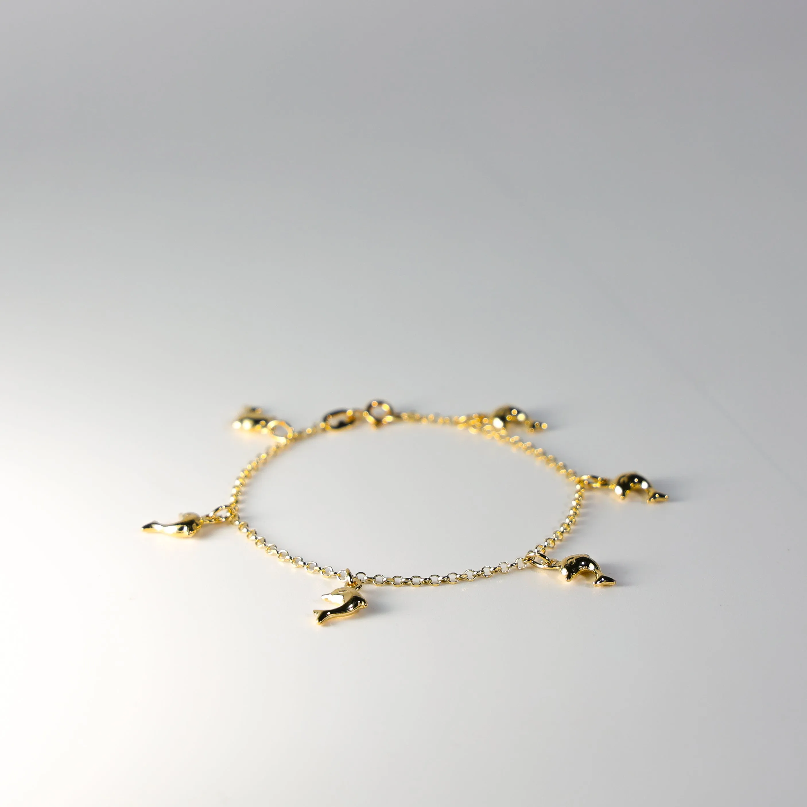 Gold Hanging Dolphins Bracelet Model-AB0277