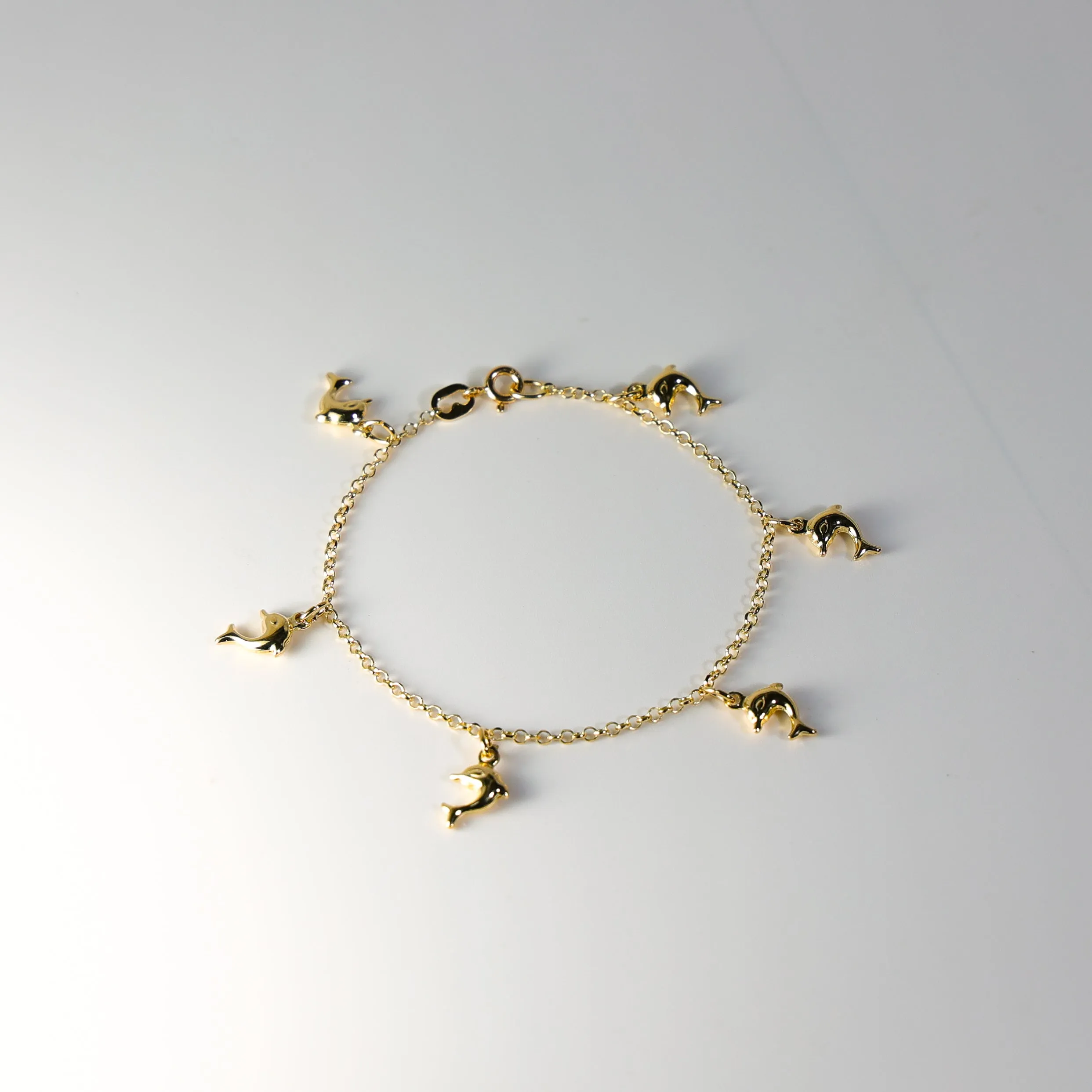 Gold Hanging Dolphins Bracelet Model-AB0277