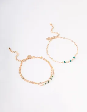 Gold Station Mixed Bead Anklet Pack