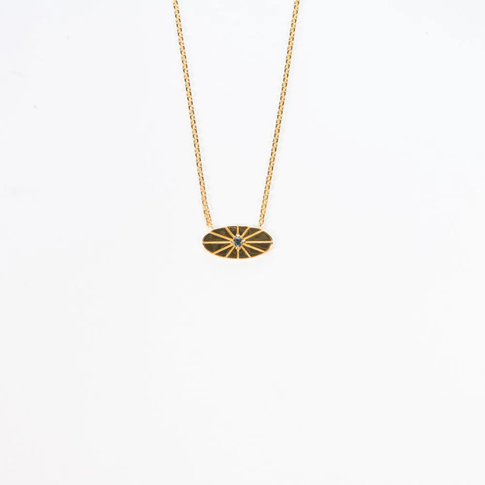 Gold Vermeil Indie Oblong Sapphire Disc Necklace