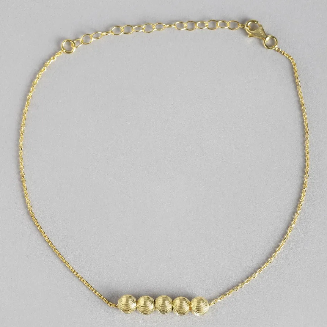 Golden Bead Plated 925 Sterling Silver Anklet