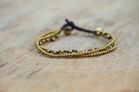 Golden Woven Triple Strand Boho Brass Bracelet