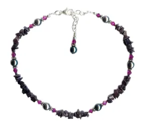 Goldstone Fuchsia Beaded Ankle Bracelet