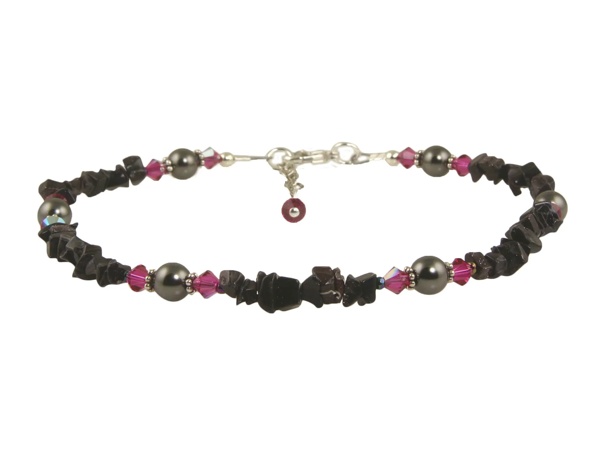 Goldstone Fuchsia Beaded Ankle Bracelet