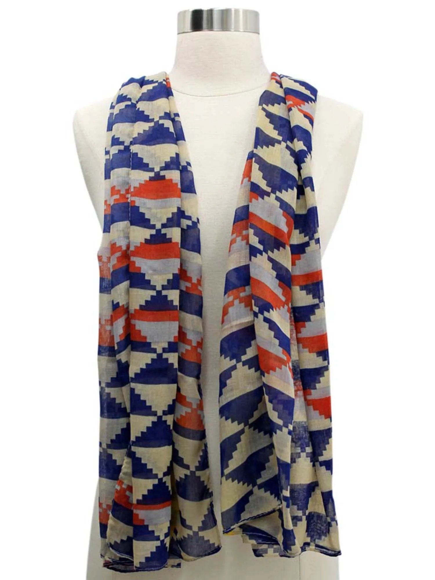 Gradient Geometric Checkered Scarf Shawl