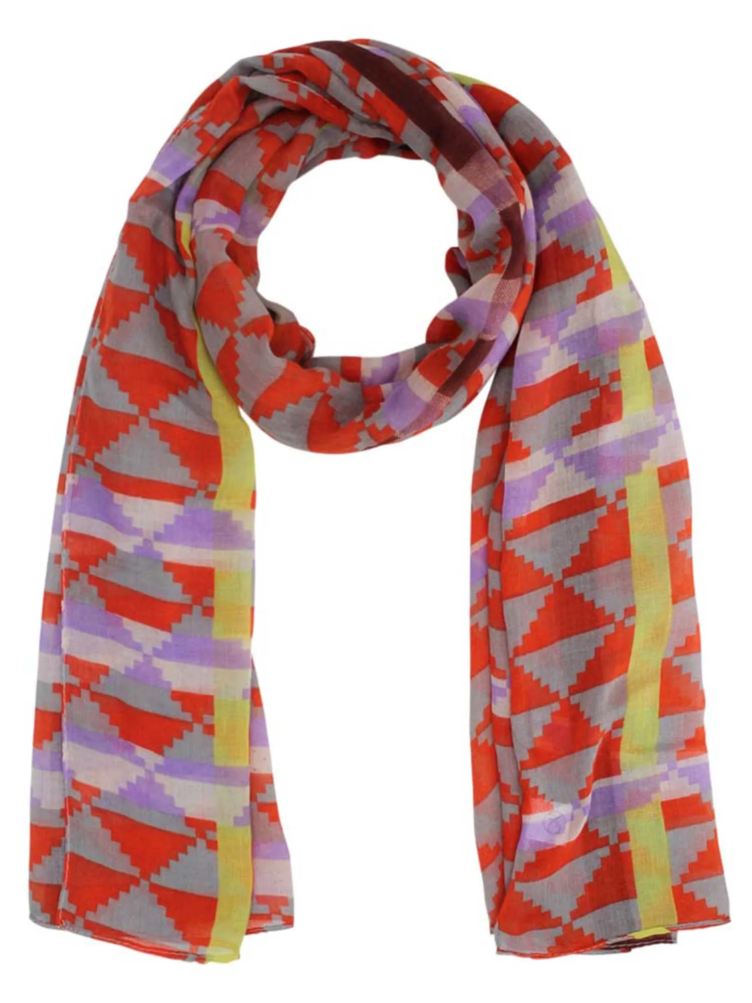 Gradient Geometric Checkered Scarf Shawl