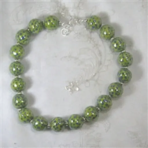 Green Bead Necklace Bold Handmade Kazuri Bead Necklace