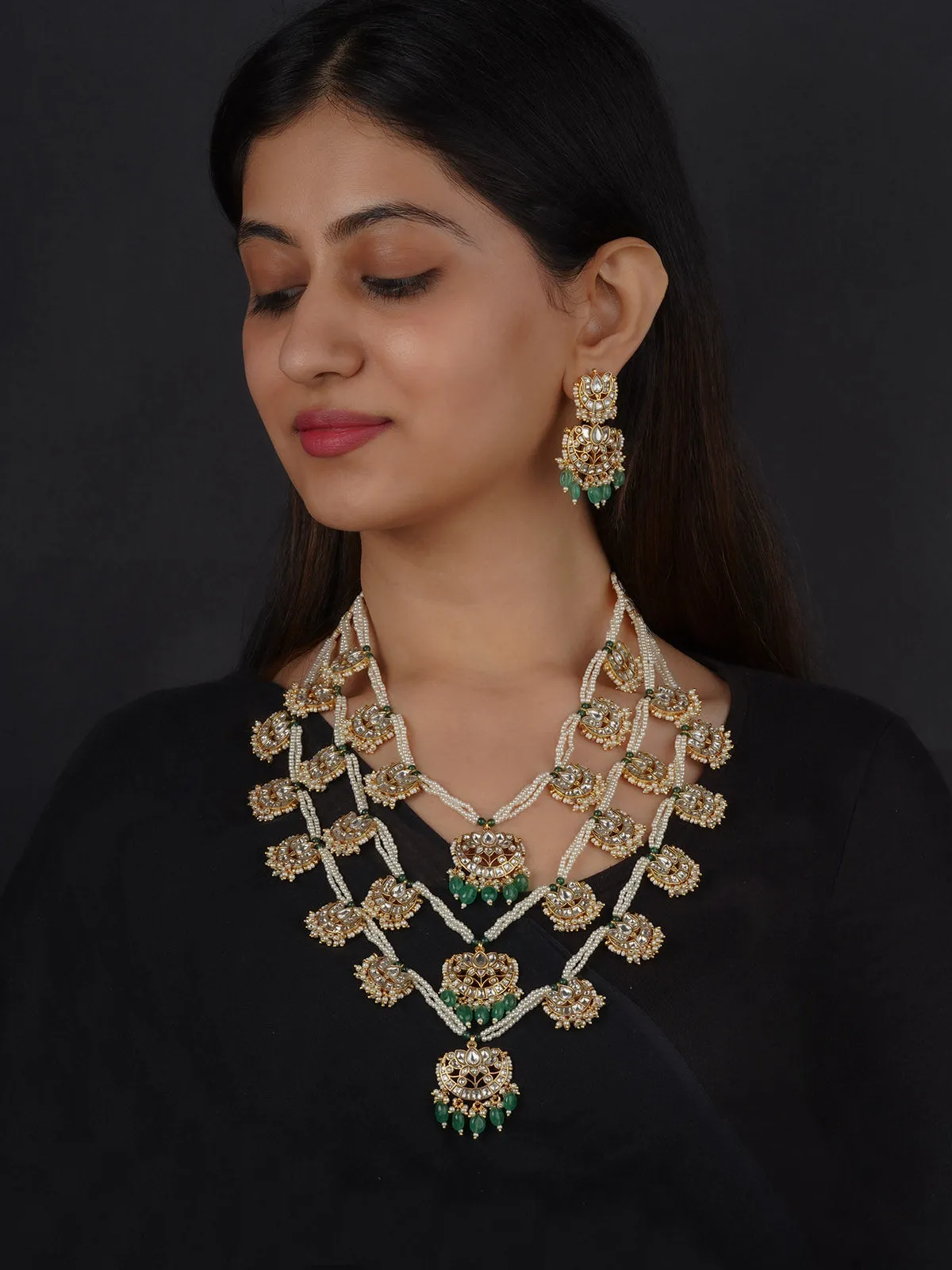 Green Color Gold Plated Mishr Necklace Set - MR-S788