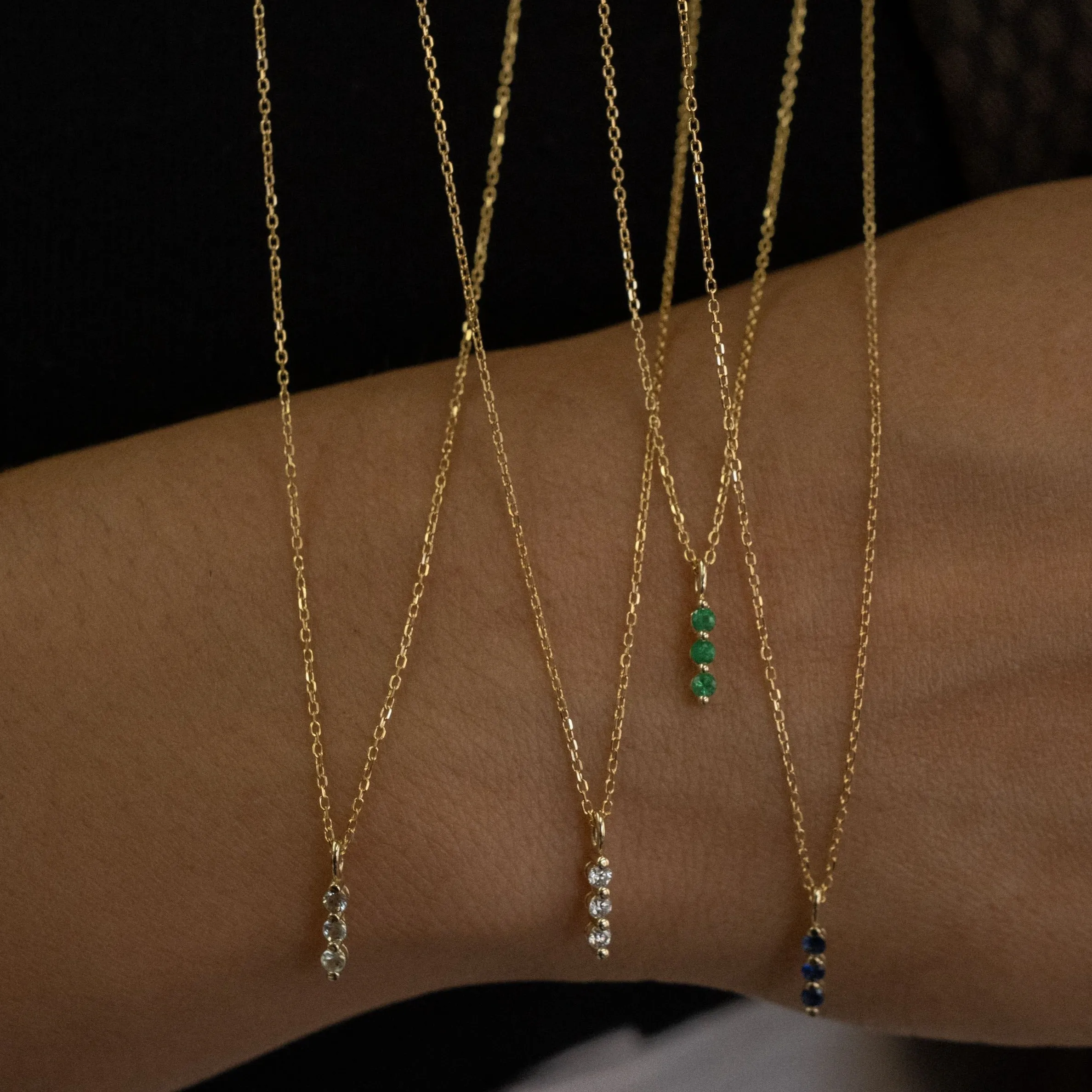 Green Sapphire Stack Necklace (ready to ship option)*