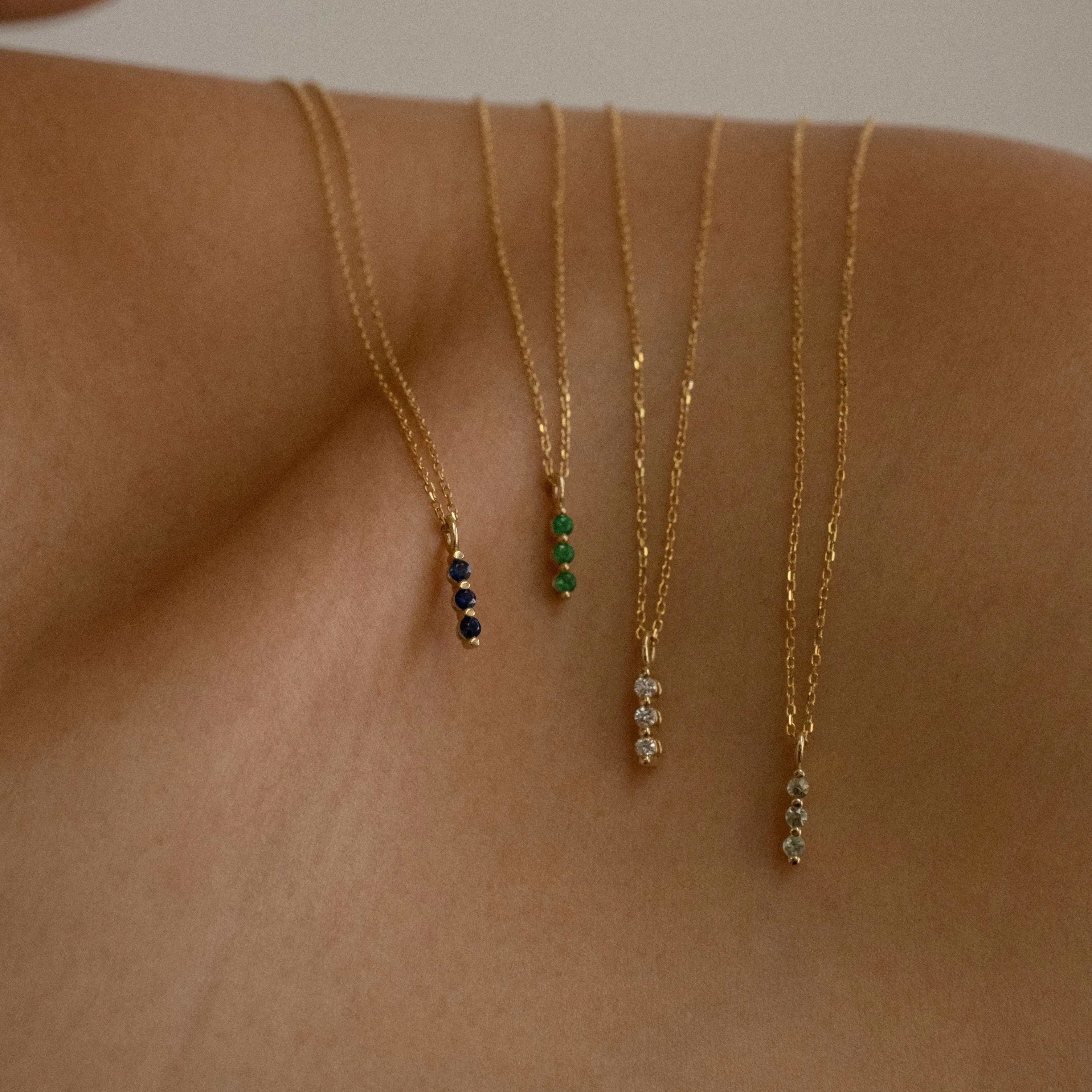 Green Sapphire Stack Necklace (ready to ship option)*