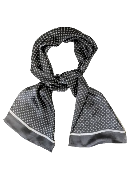 Grey Square 100% Silk Scarf 157 x 27 cm