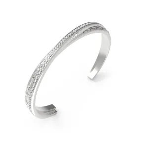 Guess Stainless Steel Matelasse And Pave Open Bangle