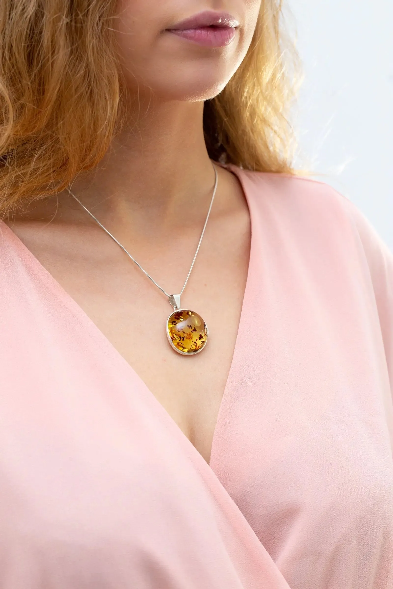 Handmade Speckled Autumn Amber Pendant