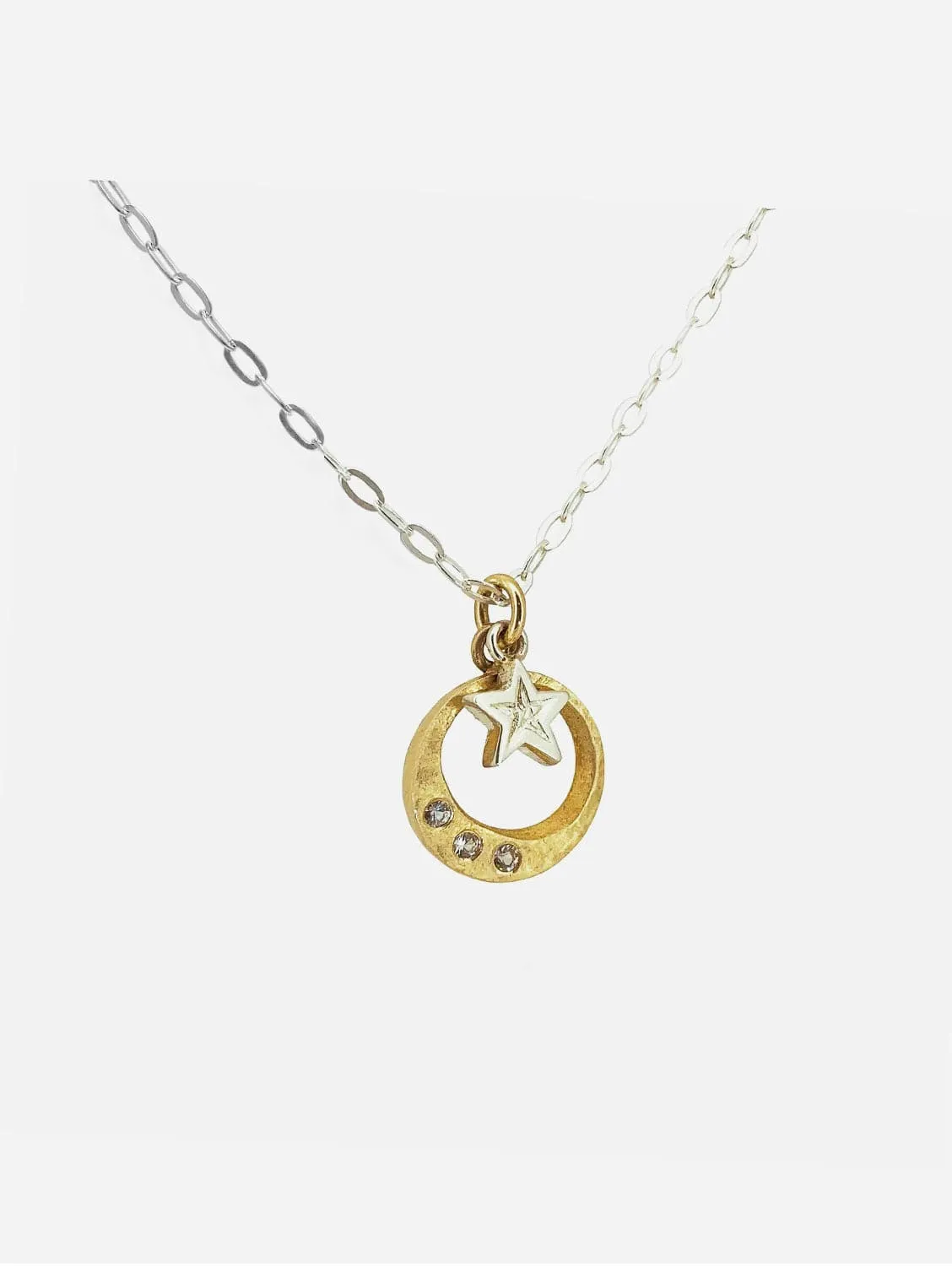 Harvest Gold Sapphire Moon & Star Pendant | 9ct