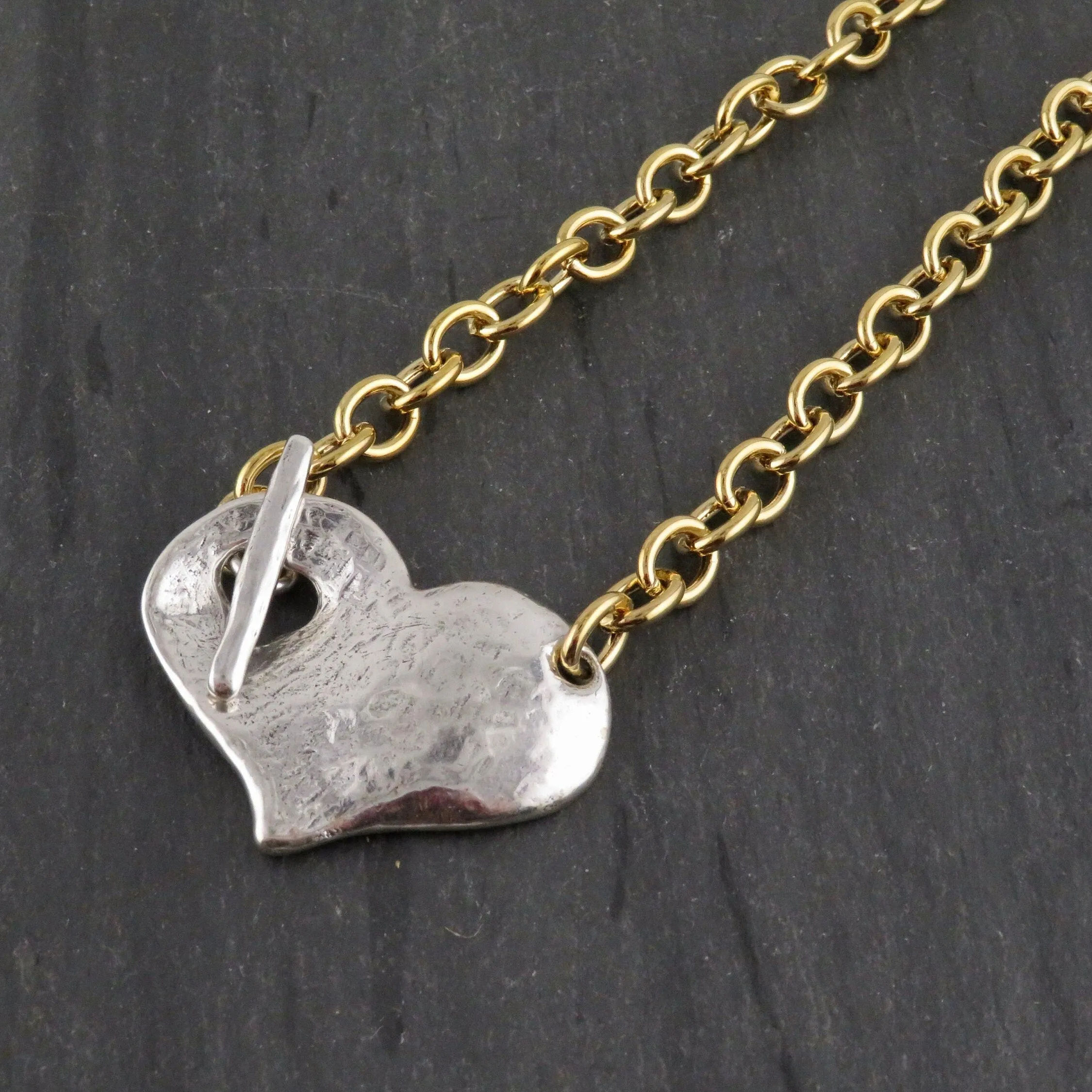 'Heart in Front' Necklace - Mixed Metals