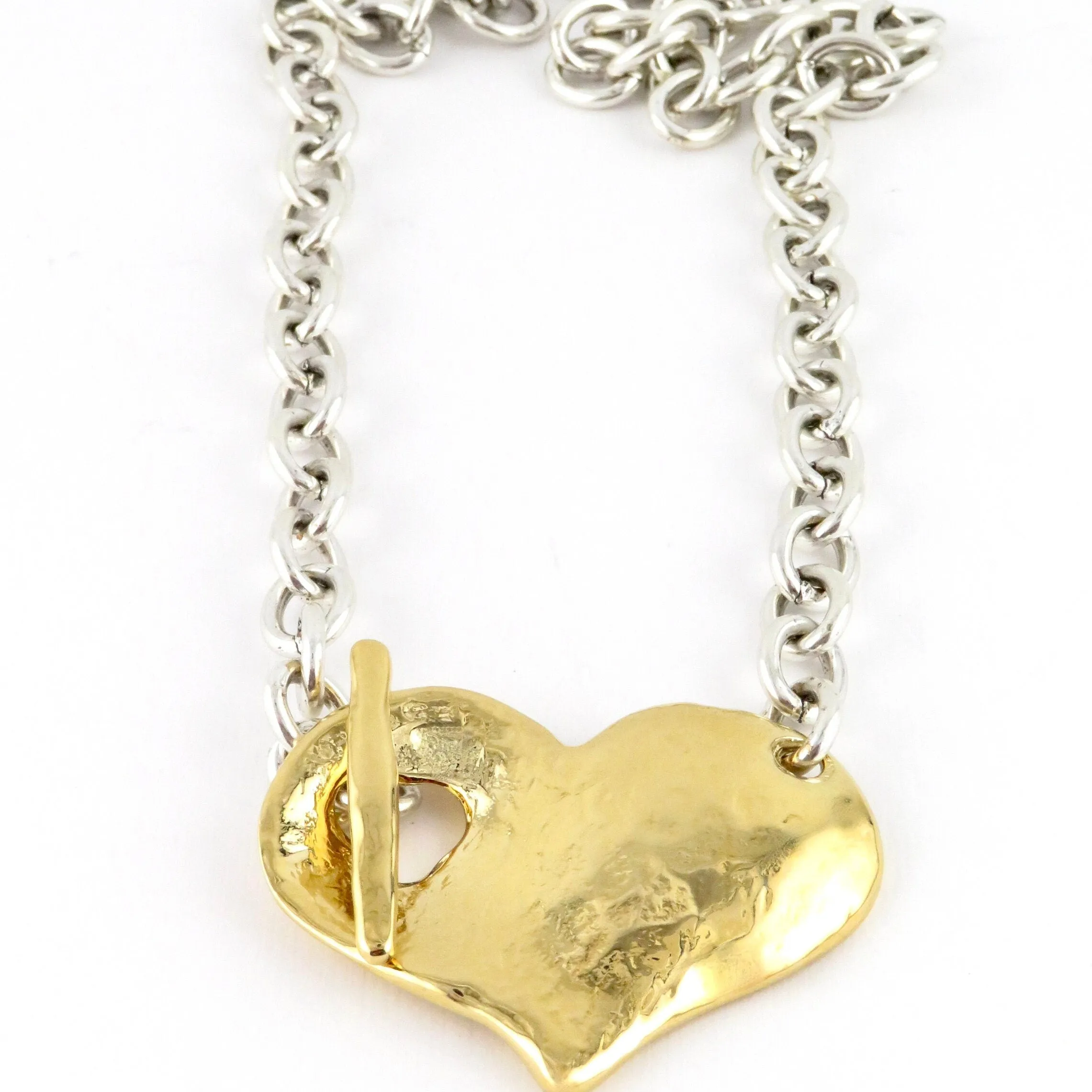 'Heart in Front' Necklace - Mixed Metals