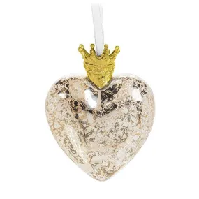 Heart with Crown Ornament-3"W