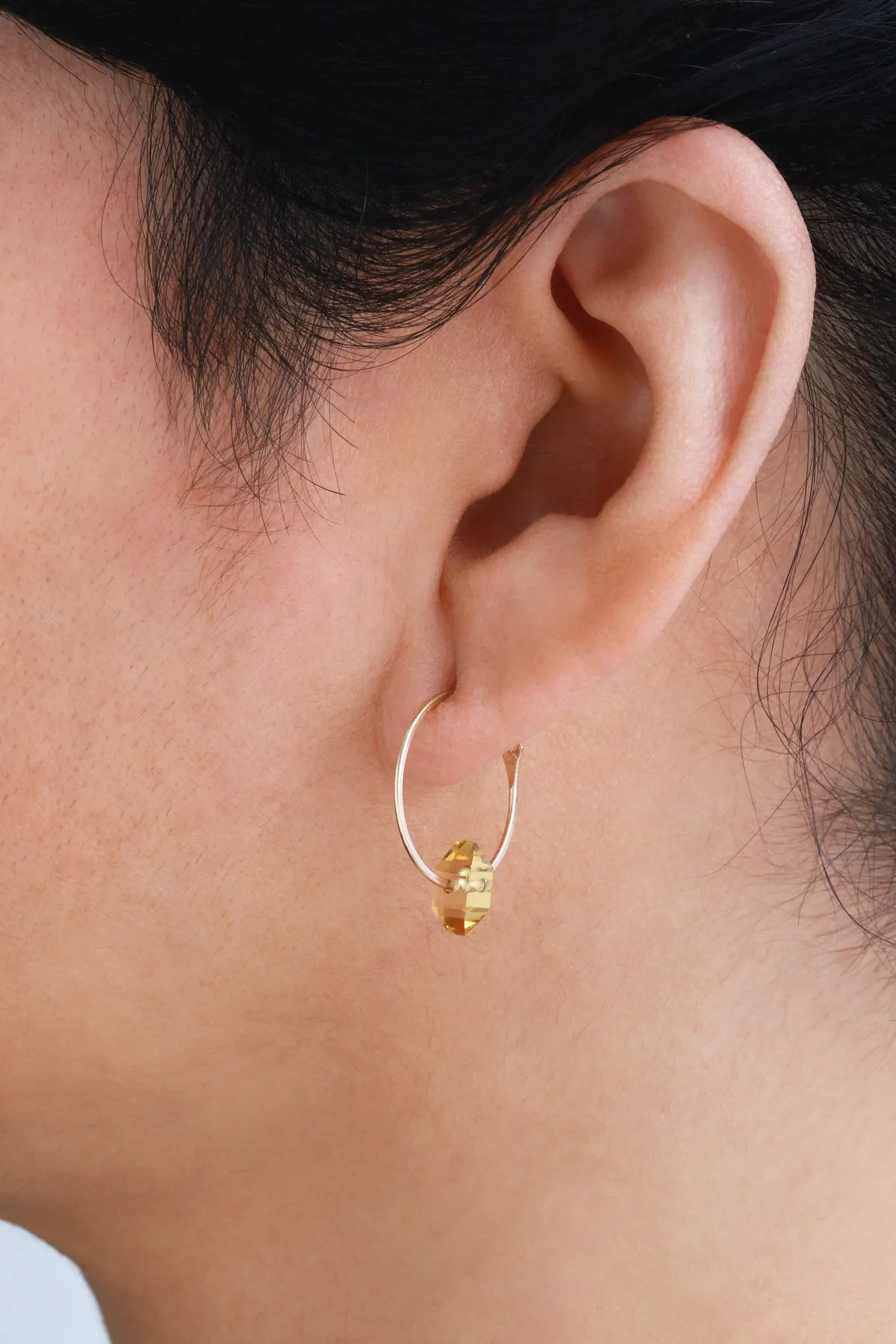 Herkimer Cut Citrine Hoop Earring