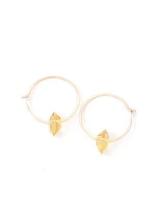 Herkimer Cut Citrine Hoop Earring