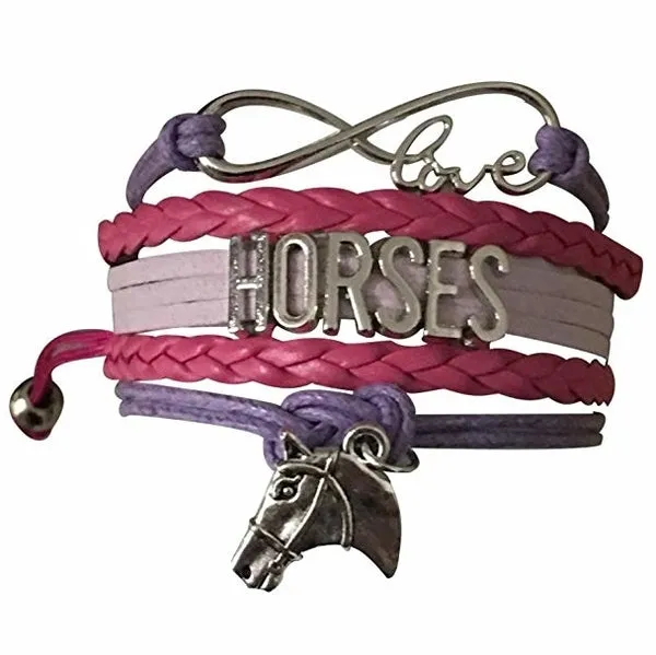 Horse Infinity Charm Bracelet - Pink-Purple