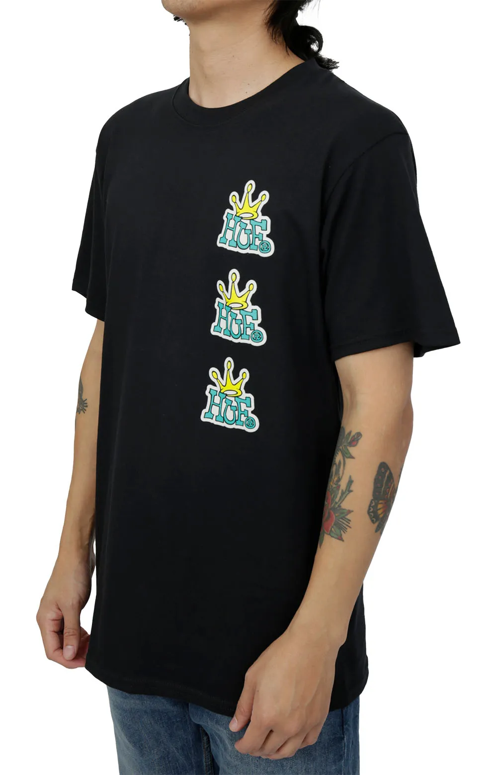 Huf Crown Stack Short Sleeve Tee - Black