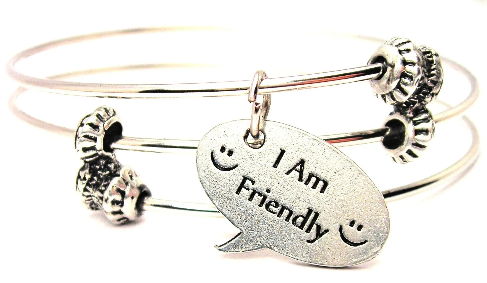 I Am Friendly Triple Style Expandable Bangle Bracelet