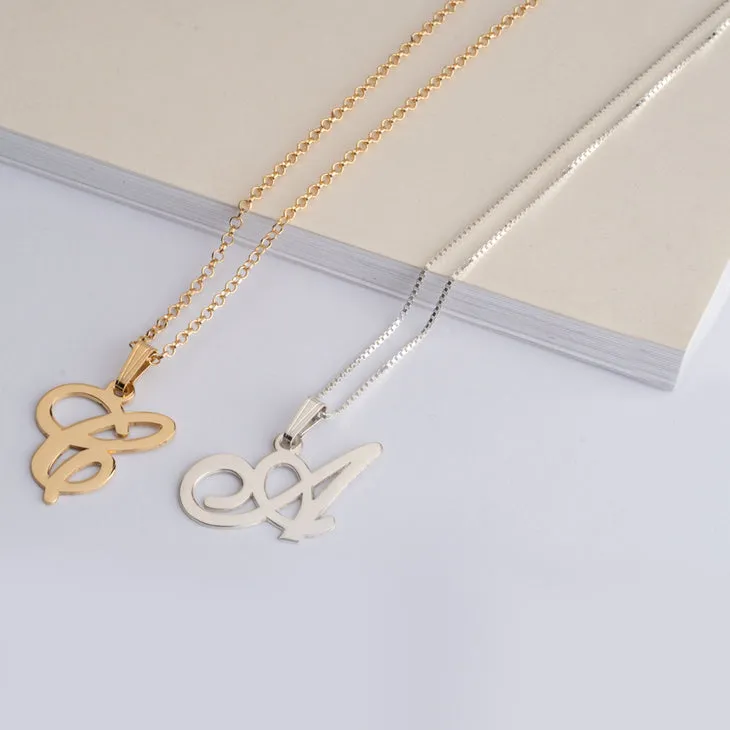 Initial Pendant Necklace 14k Gold