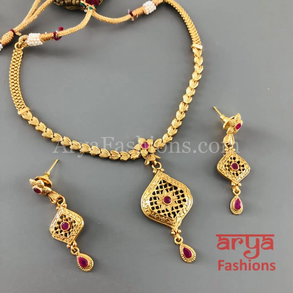 Jiya Gold Necklace with Meenakari