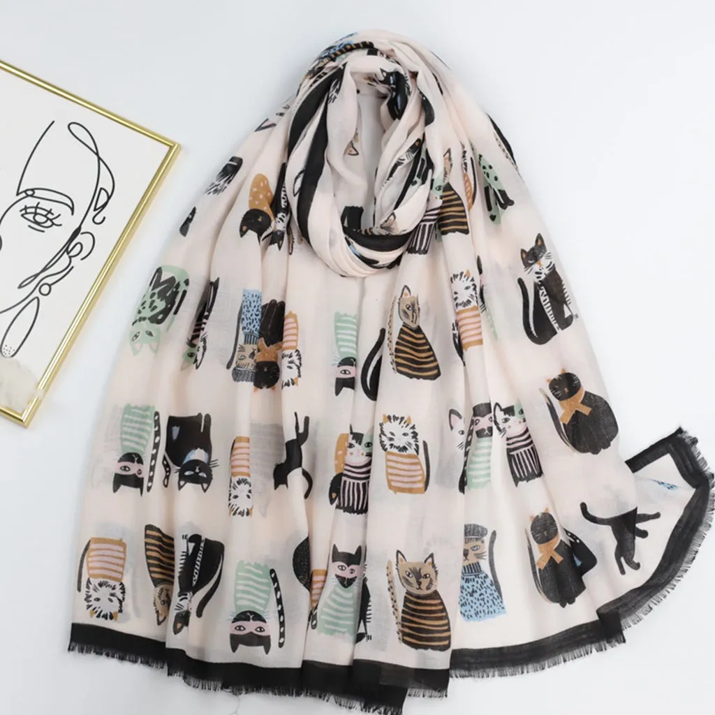 JY230317 printed cats scarf