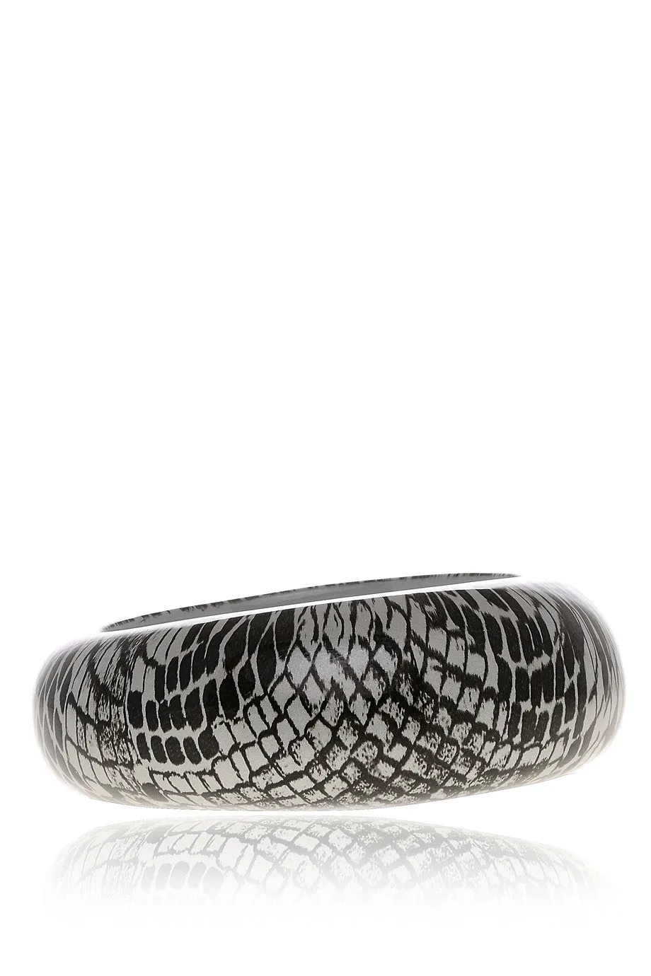 KENNETH JAY LANE SNAKESKIN Silver Resin Bangle