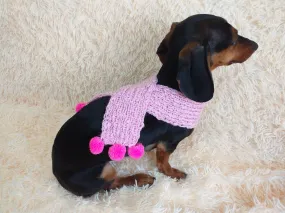 Knitted scarf for dog with pompons