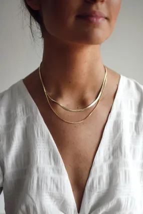 Layered Herringbone Chain Necklace