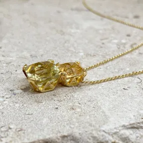 Lemon Quartz, Citrine Plated Yellow Gold Silver Necklace | Sparkle Stargaze Asscher Necklace