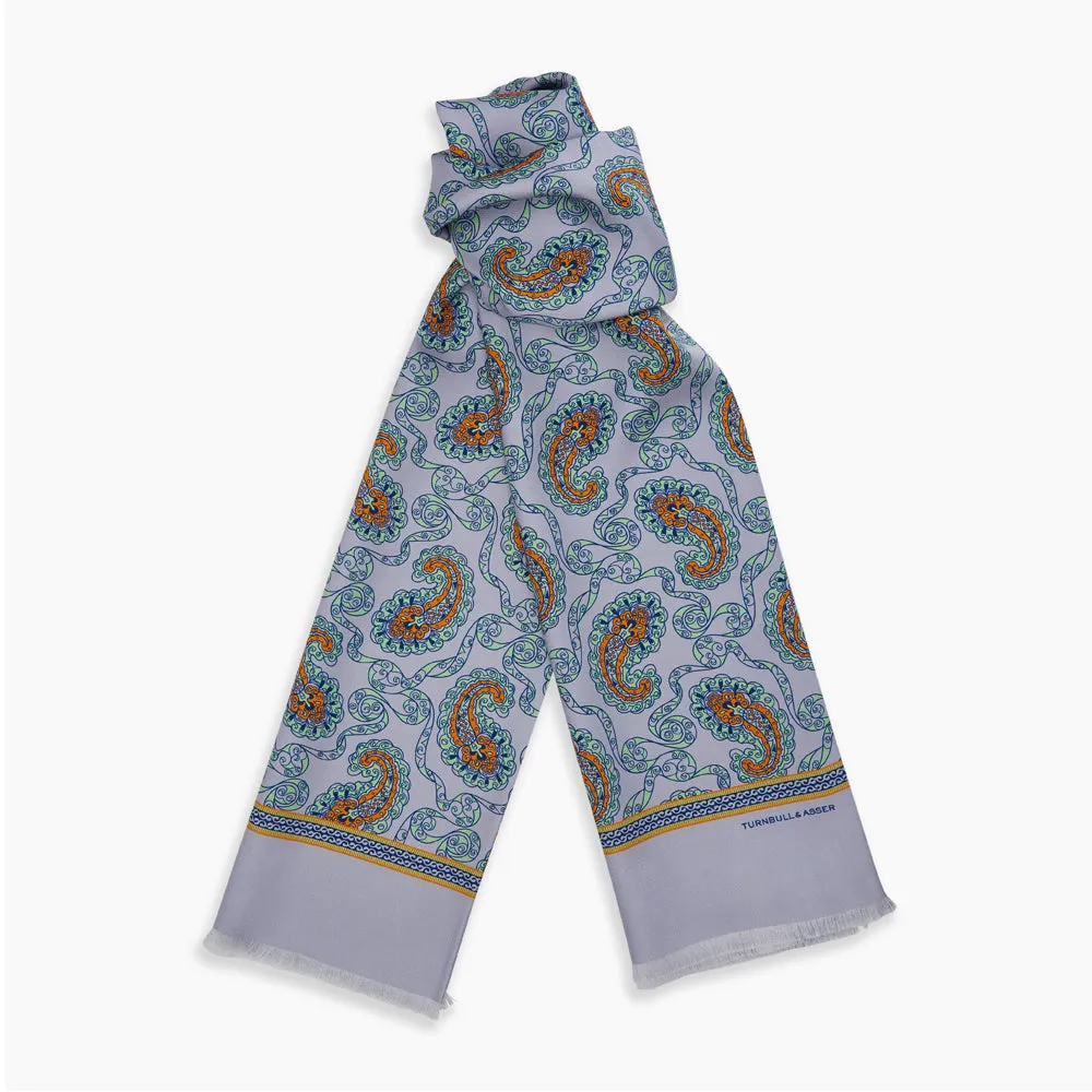 Light Blue Paisley Silk Lawton Scarf