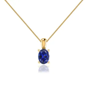 LILA - Oval Blue Sapphire 4 Claw Drop Pendant 18k Yellow Gold